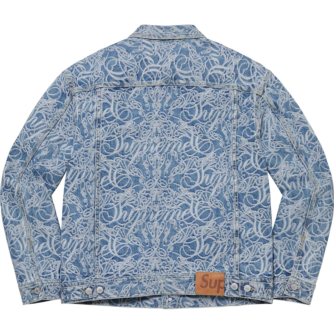 Script Jacquard Denim Trucker Jacket view 12